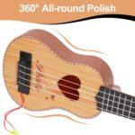 Kids Wooden Ukulele Toy – 17-Inch Mini Guitar with Adjustable Tuning Pegs & Real Strings | Musical Learning Instrument for Boys & Girls - Image 3