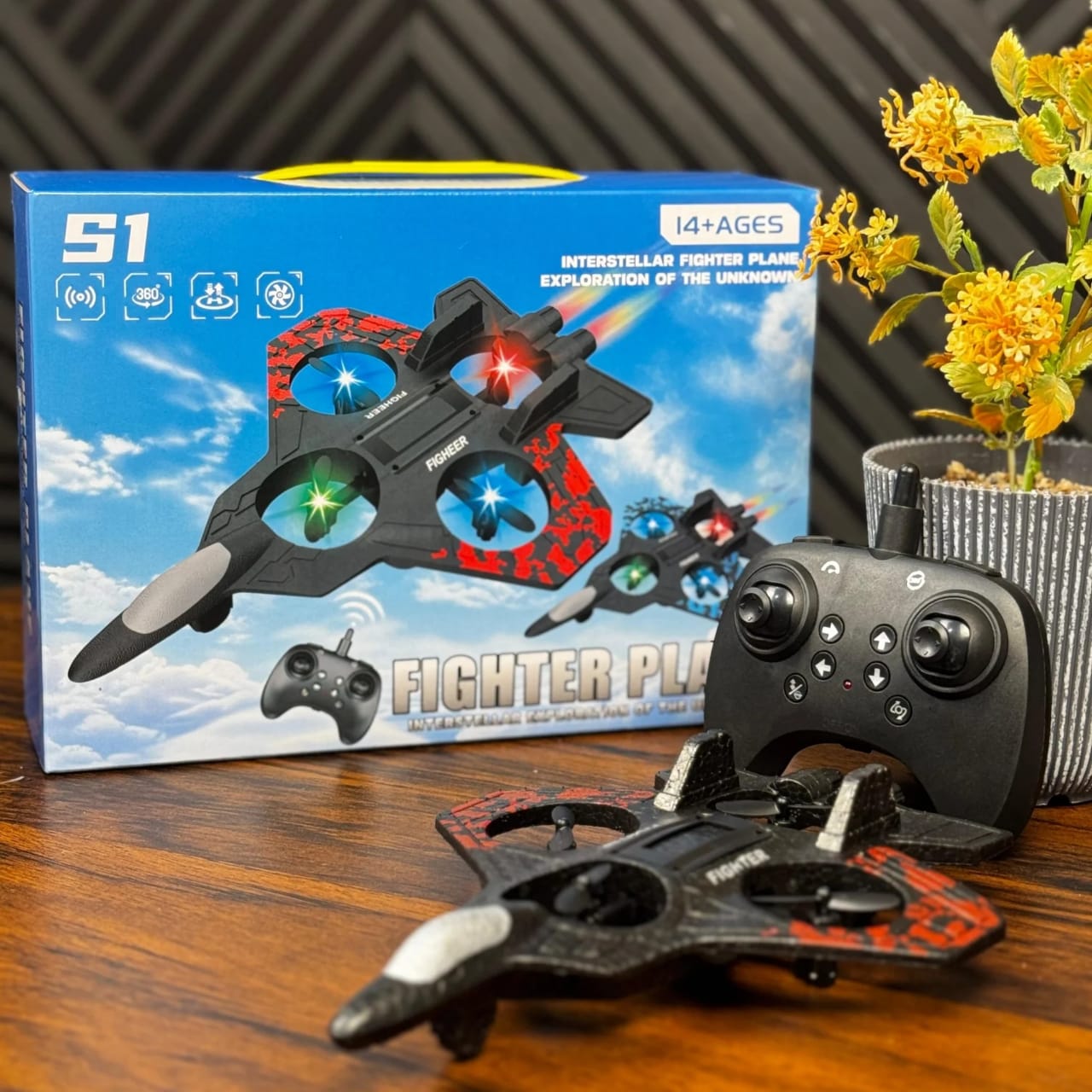 WhatsApp Image 2025-11-20 at 1.28.54 PM S1 RC Fighter Plane Drone – 360° Stunt Rotation, LED Lights, Lightweight EPP Foam, Long-Range Remote Control Aircraft Toy - Image 1