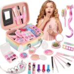 Kids Makeup Kit – Princess Beauty Set with Safe Washable Makeup, Brushes, Nail Colors & Carry Case | Pretend Play Toy for Girls