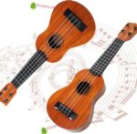 Kids Wooden Ukulele Toy – 17-Inch Mini Guitar with Adjustable Tuning Pegs & Real Strings | Musical Learning Instrument for Boys & Girls