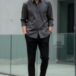 Charcoal Grey Slim Fit Cotton Shirt for Men - Classy & Versatile Formal Wear