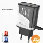 Medianet MC896 20W Transparent Fast Charger - USB Wall Adapter