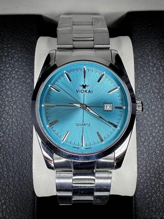 cropped-Untitled-7.jpg VIOKAI Aqua Blue Dial Stainless Steel Men’s Quartz Watch - Image 1