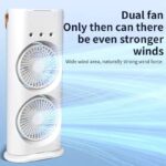 Rechargeable Double Cooling Mist Fan | Portable Dual Spray Air Cooler Fan with Humidifier & USB Charging