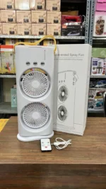 Rechargeable Double Cooling Mist Fan | Portable Dual Spray Air Cooler Fan with Humidifier & USB Charging - Image 4