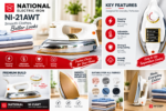 National NI-21AWT Electric Iron | Powerful Heating, Adjustable Temperature Control & Smooth Non-Stick - Image 3