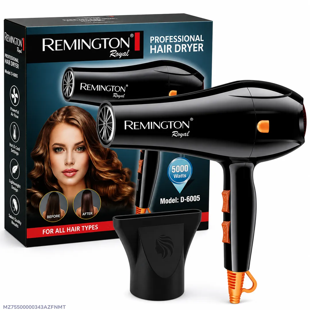 755-48-734380-product-1 Remington Royal D-6005 Professional Hair Dryer Powerful Electric Hair Blower for Fast Drying & Hair Styling - Image 1
