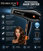 Remington Royal D-6005 Professional Hair Dryer Powerful Electric Hair Blower for Fast Drying & Hair Styling - Image 3