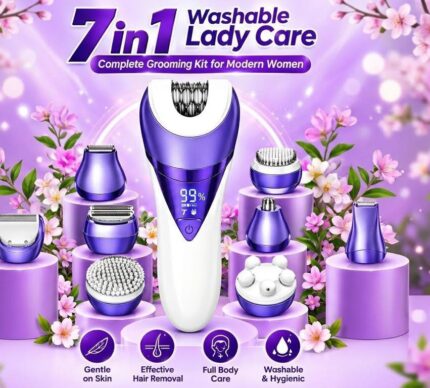 Lady Care 7-in-1 Rechargeable Grooming & Epilator Set Model 727 Washable Multi-Functional Hair Removal Kit for Women