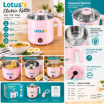 3-in-1 Electric Cooking Kettle with Stainless Steel Inner Pot, Transparent Lid, Food Warmer, Noodle Maker & Egg Boiler - Image 2
