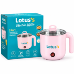 3-in-1 Electric Cooking Kettle with Stainless Steel Inner Pot, Transparent Lid, Food Warmer, Noodle Maker & Egg Boiler