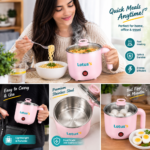 3-in-1 Electric Cooking Kettle with Stainless Steel Inner Pot, Transparent Lid, Food Warmer, Noodle Maker & Egg Boiler - Image 5